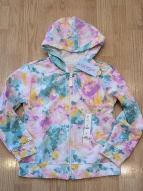 Cat & Jack Kids Pastel Tie-Dye Zip Hoodie - Pink, Yellow & Teal